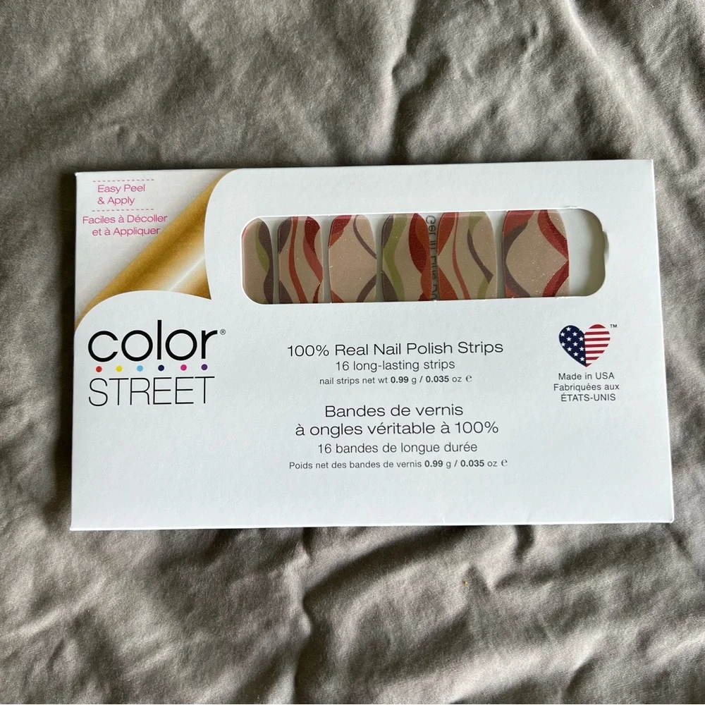 *Retired* Color Street: Get in Line | Abstract Waves Gold Metallic Red Green